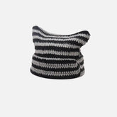 Striped Gothic Kitty Beanie
